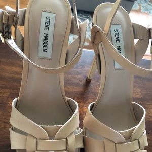 Steve Madden Kananda Heels, 8.5, Beige, Leather